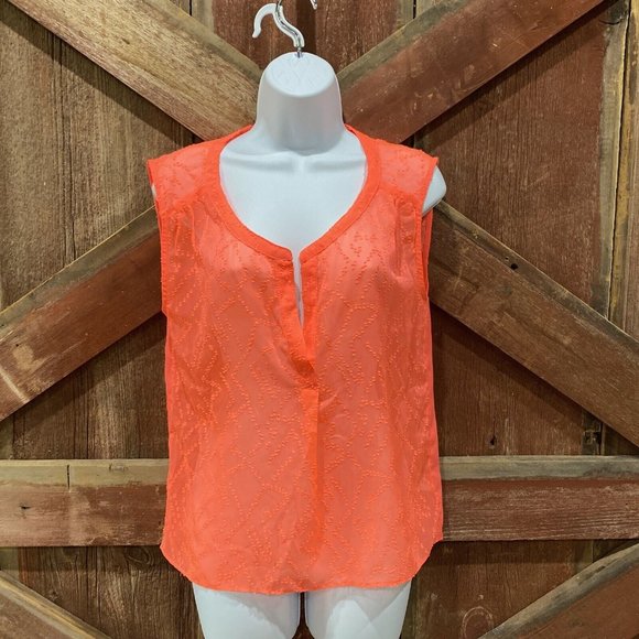 American Eagle Outfitters Tops - American Eagle Outfitters Women's Size Small Coral Sheer Tank Top VNeck Light